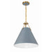 Xavier Vibrant Gold Blue 3 Light Pendant Crystorama XAV-B8305-VG-BL