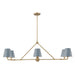 Xavier Vibrant Gold Blue 6 Light Linear Chandelier Crystorama XAV-B9306-VG-BL