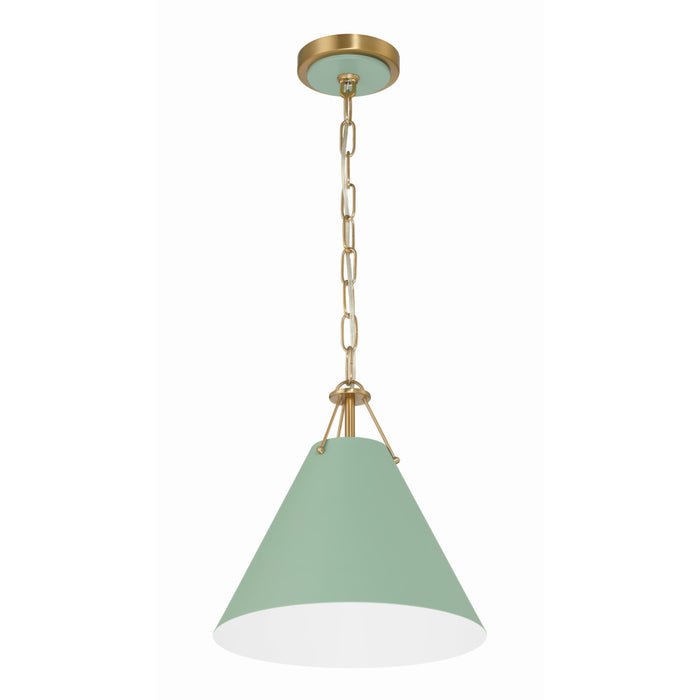 Xavier Vibrant Gold Green 1 Light Mini Pendant Crystorama XAV-B8301-VG-GR