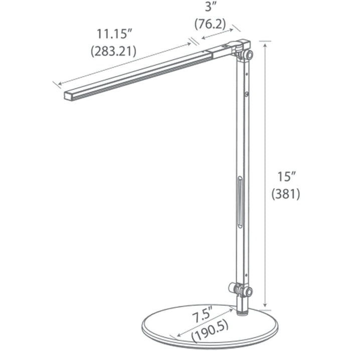 Z-Bar Solo mini Desk Lamp with base (Cool Light; Metallic Black) - Desk Lamp