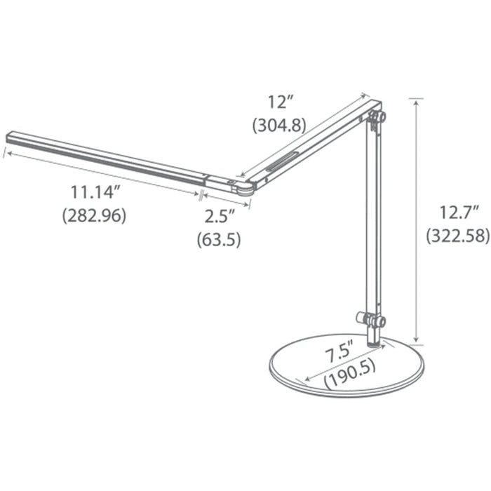 Z-Bar mini Desk Lamp with base (Cool Light; Metallic Black) - Desk Lamp