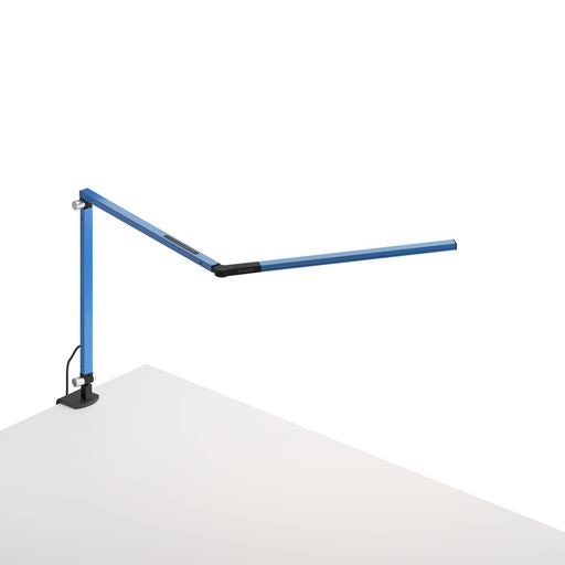 Z-Bar mini Desk Lamp with Metallic Black one-piece desk clamp (Warm Light; Blue) - Desk Lamps