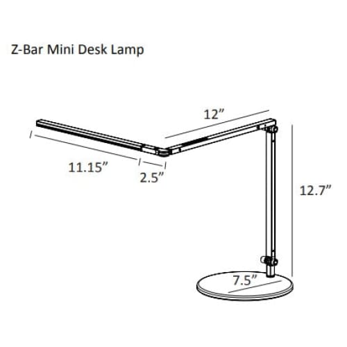 Z-Bar mini Desk Lamp with Metallic Black one-piece desk clamp (Warm Light; Orange) - Desk Lamps