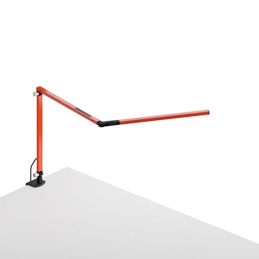 Z-Bar mini Desk Lamp with Metallic Black two-piece desk clamp (Warm Light; Orange) - Desk Lamps