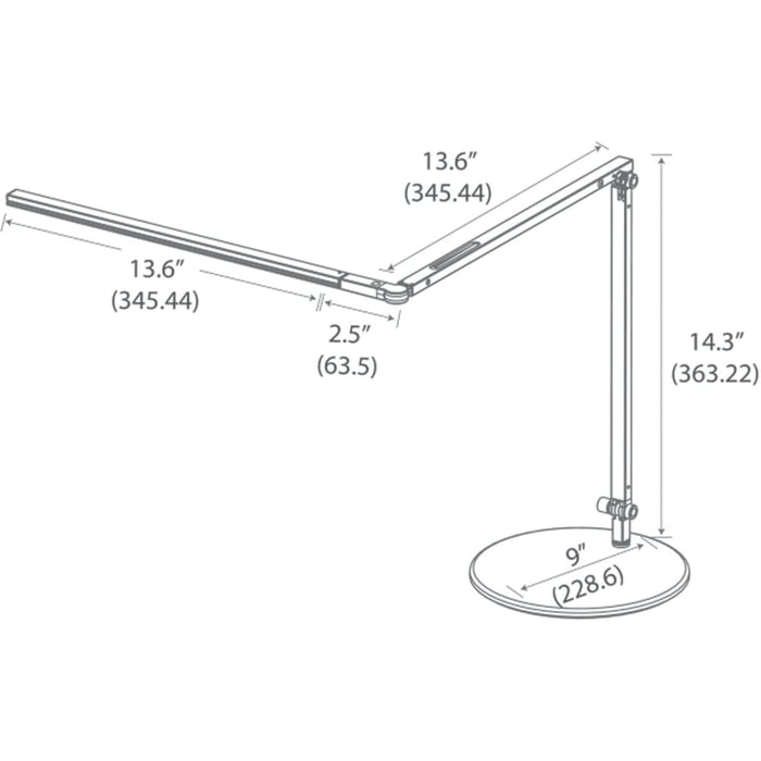 Z-Bar slim Desk Lamp with base (Cool Light; Metallic Black) - Desk Lamp