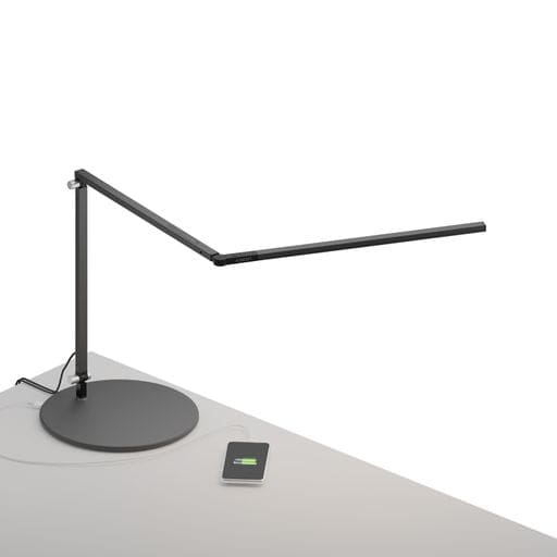Z-Bar slim Desk Lamp with USB base (Warm Light; Metallic Black) - Desk Lamps