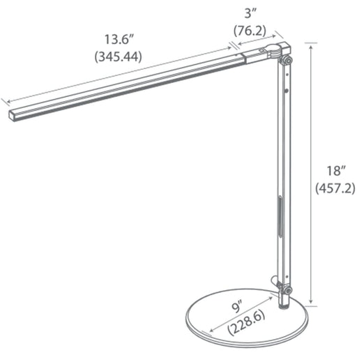 Z-Bar Solo Desk Lamp with base (Cool Light; Silver) - Desk Lamp