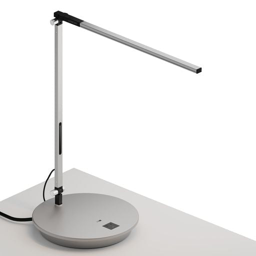 Z-Bar Solo Desk Lamp with power base (USB and AC outlets) (Warm Light; Silver) - Desk Lamps