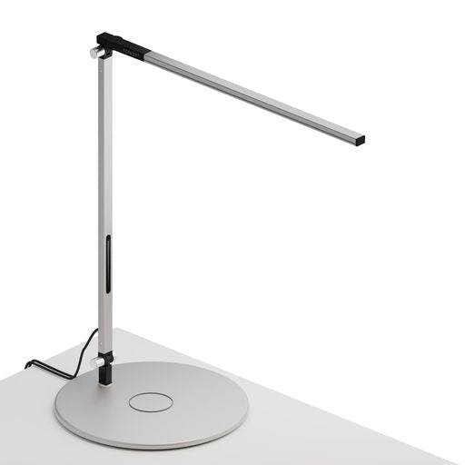 Z-Bar Solo Desk Lamp with wireless charging Qi base (Cool Light; Silver) - Desk Lamps