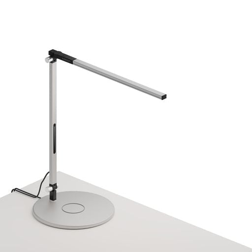Z-Bar Solo mini Desk Lamp with wireless charging Qi base (Cool Light; Silver) - Desk Lamps