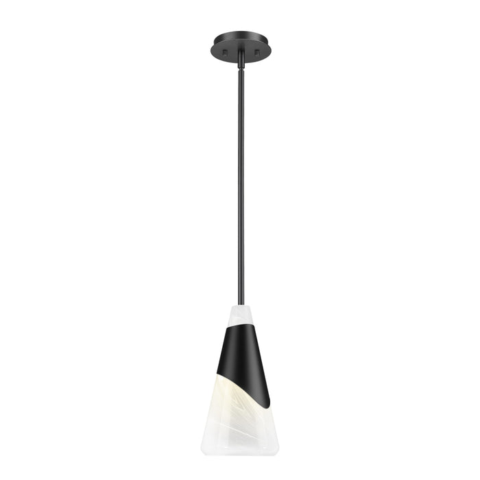 Z-Lite Aimie 1 Light Stem Pendant (15’’ Shade) - Matte Black