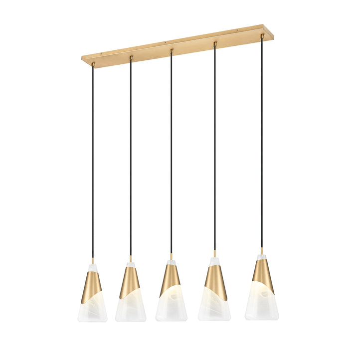 Z-Lite Aimie 5 Light Linear Pendant - Modern Gold