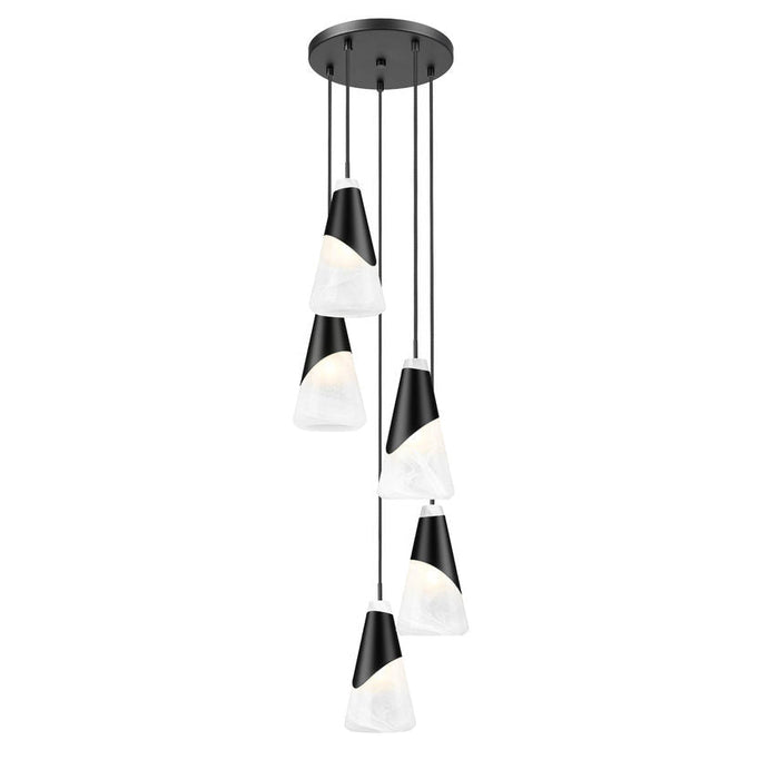 Z-Lite Aimie 5 Light Round Pendant - Matte Black