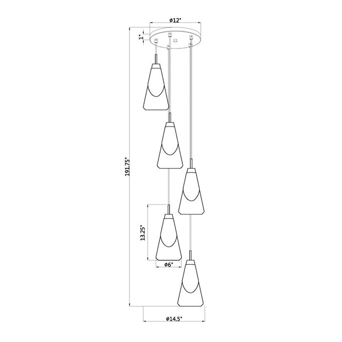 Z-Lite Aimie 5 Light Round Pendant - Matte Black