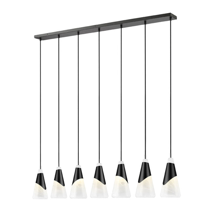Z-Lite Aimie 7 Light Linear Pendant - Matte Black - 15