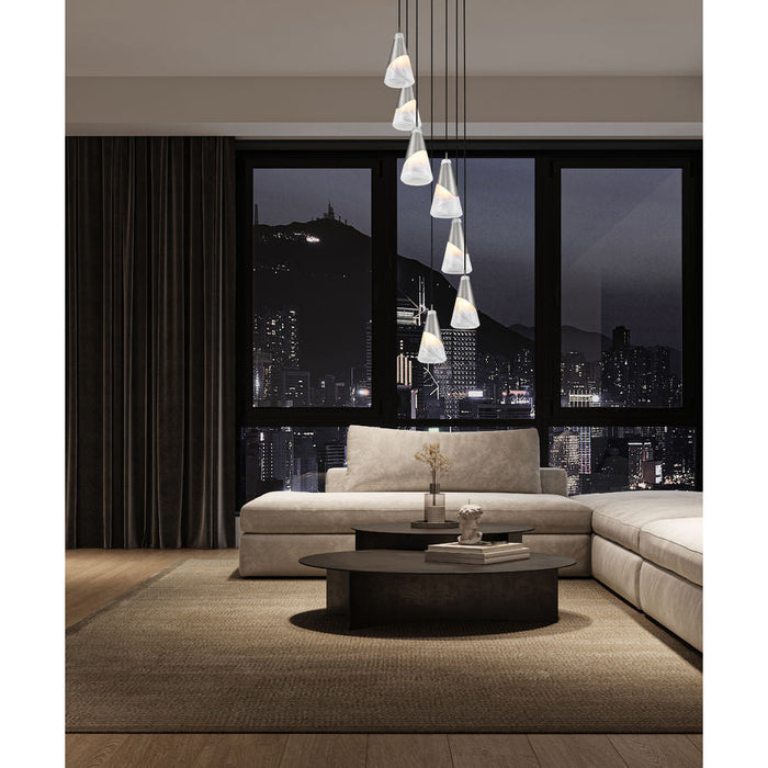 Z-Lite Aimie 7 Light Multi-Light Pendant (13’’ Shade) — Brushed Nickel - Pendants