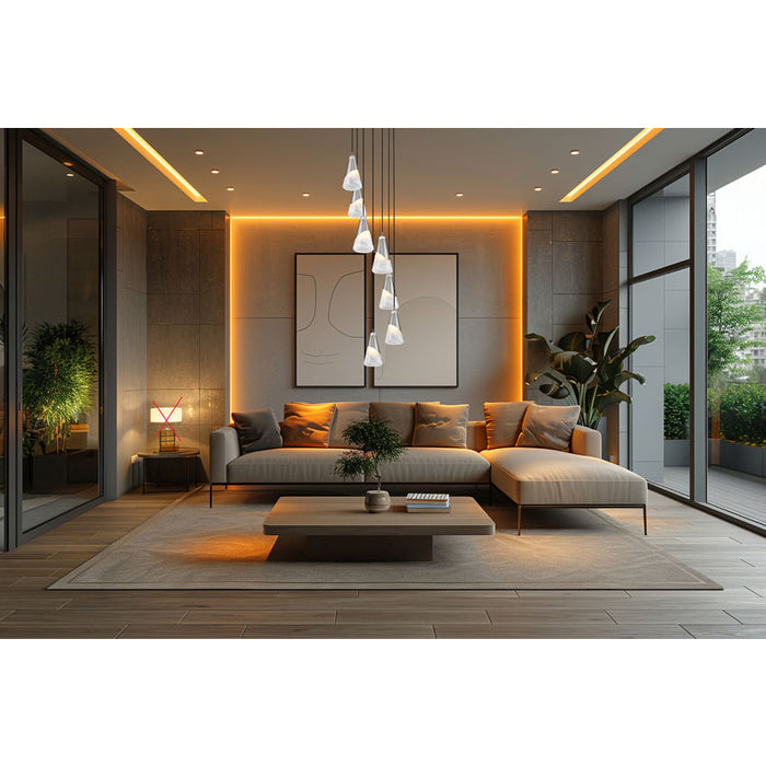 Z-Lite Aimie 7 Light Multi-Light Pendant (13’’ Shade) — Brushed Nickel - Pendants