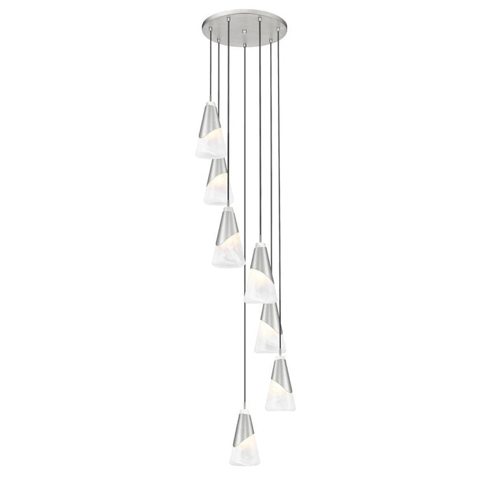 Z-Lite Aimie 7 Light Multi-Light Pendant (13’’ Shade) — Brushed Nickel - Pendants