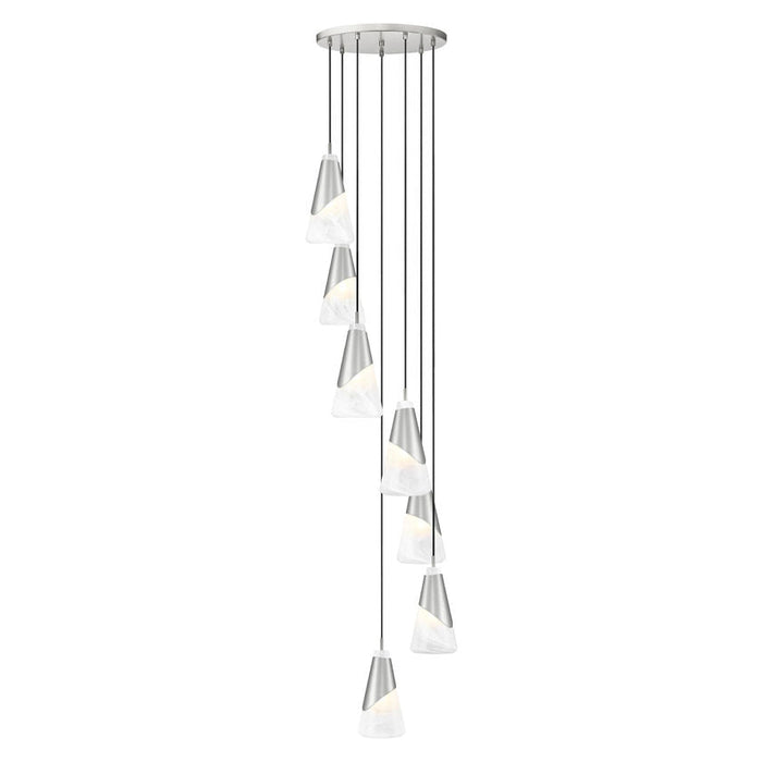 Z-Lite Aimie 7 Light Multi-Light Pendant (13’’ Shade) — Brushed Nickel - Pendants