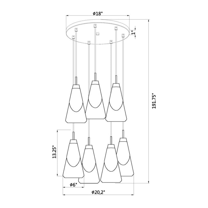 Z-Lite Aimie 7 Light Multi-Light Pendant (13’’ Shade) — Brushed Nickel - Pendants