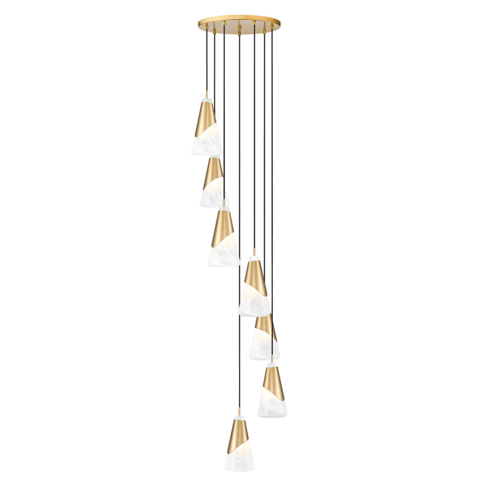 Z-Lite Aimie 7 Light Multi-Light Pendant (13’’ Shade) - Modern Gold