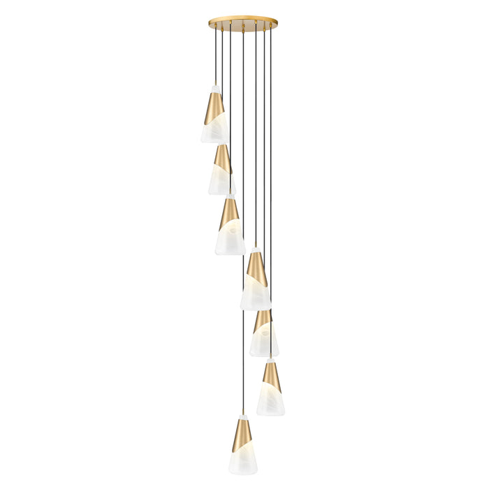 Z-Lite Aimie 7 Light Multi-Light Pendant (15’’ Shade) - Modern Gold