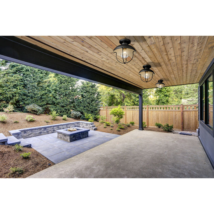 Z-Lite Ansel Black 1 Light Outdoor Flushmount 590F-BK | theLightShop