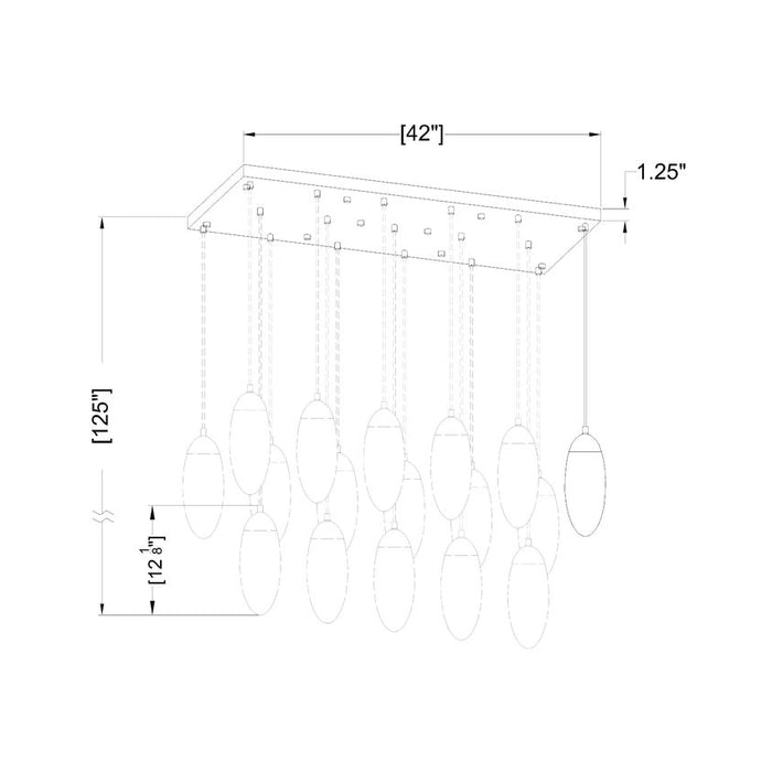 Z-Lite Arden Brushed Nickel 17 Light Linear Chandelier 651P-17L-BN | theLightShop