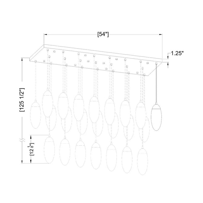 Z-Lite Arden Brushed Nickel 23 Light Linear Chandelier 651P-23L-BN | theLightShop