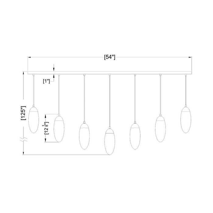 Z-Lite Arden Matte Black 7 Light Linear Chandelier 651P-7L-MB | theLightShop