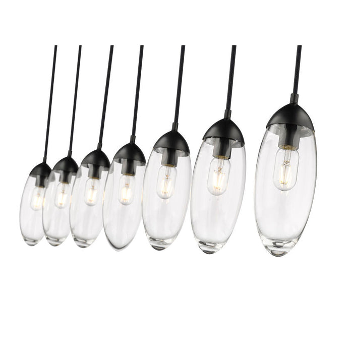 Z-Lite Arden Matte Black 7 Light Linear Chandelier 651P-7L-MB | theLightShop