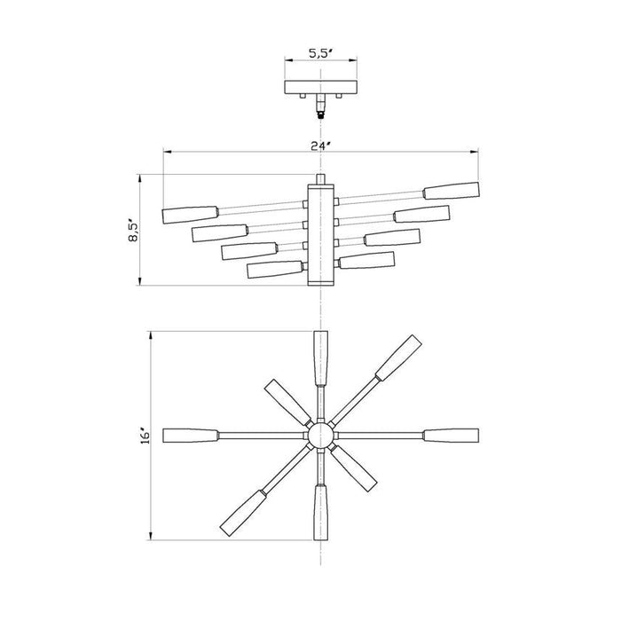 Z-Lite Ascension Matte Black Chandelier 737-8MB | theLightShop