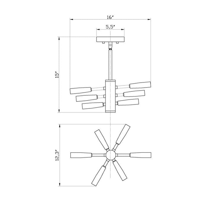 Z-Lite Ascension Matte Black Semi-Flushmount 737SF6-MB | theLightShop