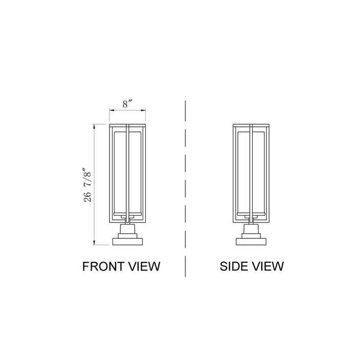 Z-Lite Aura Outdoor Pier Mounted Fixture Black 1 Light 5013PHBS-SQPM-BK | theLightShop