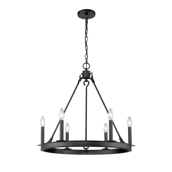 Z-Lite Barclay Matte Black Chandelier 482R-6MB | theLightShop