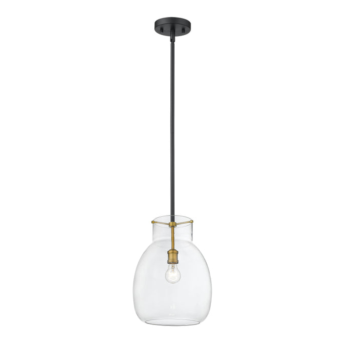 Z-Lite Bella Matte Black Olde Brass Mini-Pendant 476P-ROD-MB-OBR | theLightShop