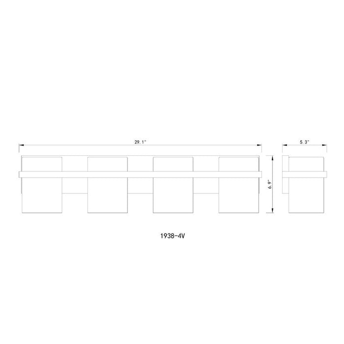 Z-Lite Bennington Matte Black 4 Light Vanity 1938-4V-MB | theLightShop