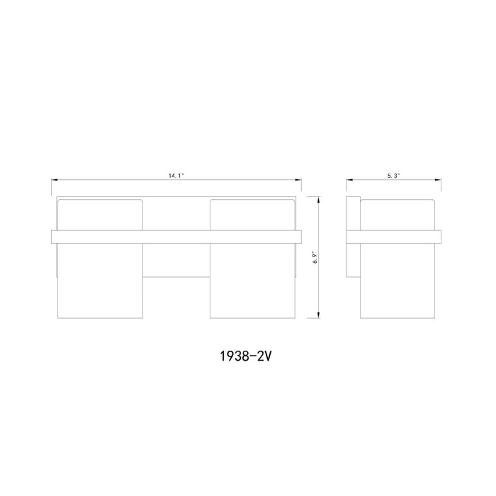 Z-Lite Bennington Modern Gold 2 Light Vanity 1938-2V-MGLD | theLightShop