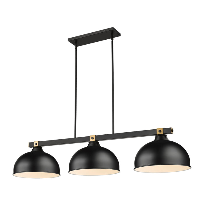 Z-Lite Bronte 3 Light Billiard Light - Matte Black / Rubbed Brass - 13’’