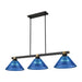 Z-Lite Bronte 3 Light Billiard Light - Matte Black / Rubbed Brass - Dark Blue