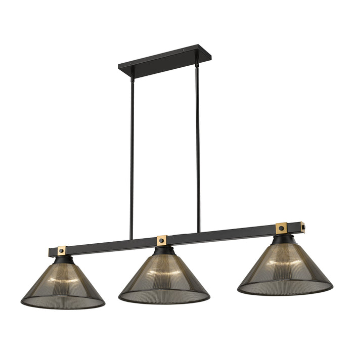 Z-Lite Bronte 3 Light Billiard Light - Matte Black / Rubbed Brass - Smoke
