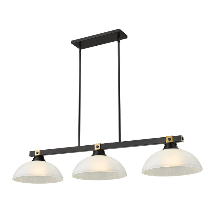 Z-Lite Bronte 3 Light Billiard Light - Matte Black / Rubbed Brass - White Linen - 13’’