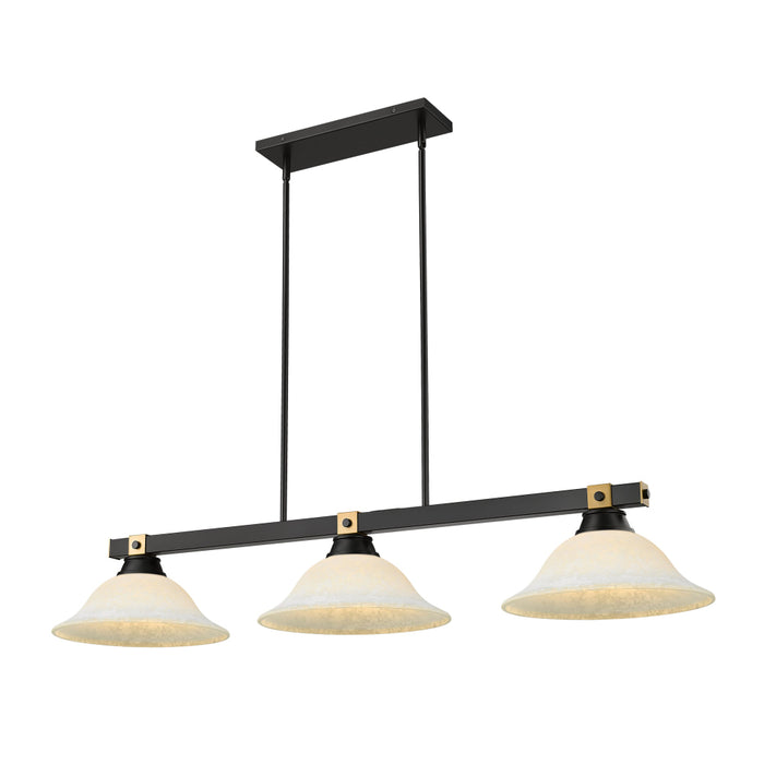 Z-Lite Bronte 3 Light Billiard Light - Matte Black / Rubbed Brass - White Mottle