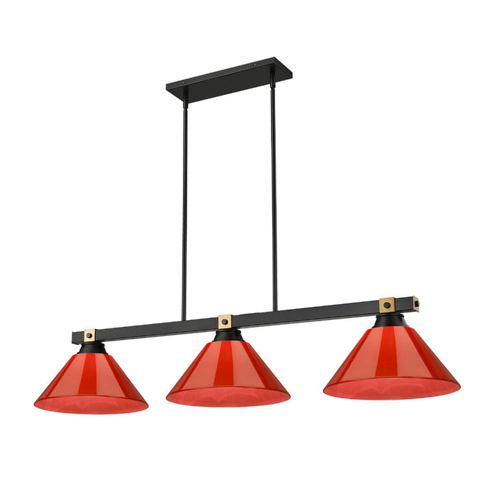 Z-Lite Bronte 3 Light Billiard - Matte Black + Rubbed Brass