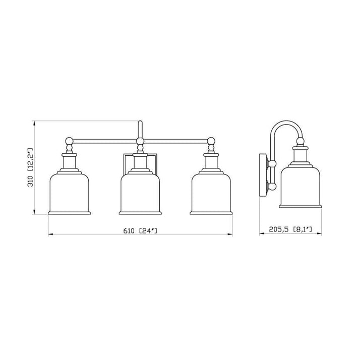Z-Lite Bryant Matte Black Vanity 733-3V-MB | theLightShop