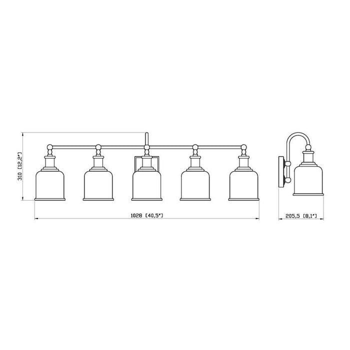 Z-Lite Bryant Matte Black Vanity 733-5V-MB | theLightShop