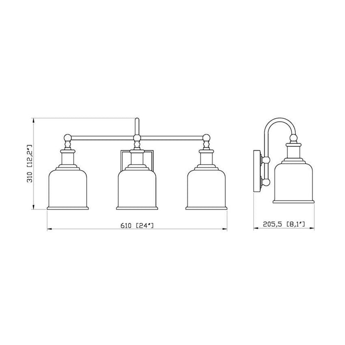 Z-Lite Bryant Matte Black Vanity 734-3V-MB | theLightShop