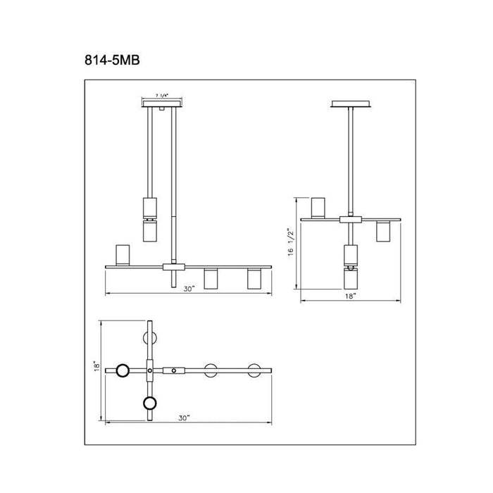 Z-Lite Calumet Matte Black Olde Brass Chandelier 814-5MB-OBR | theLightShop
