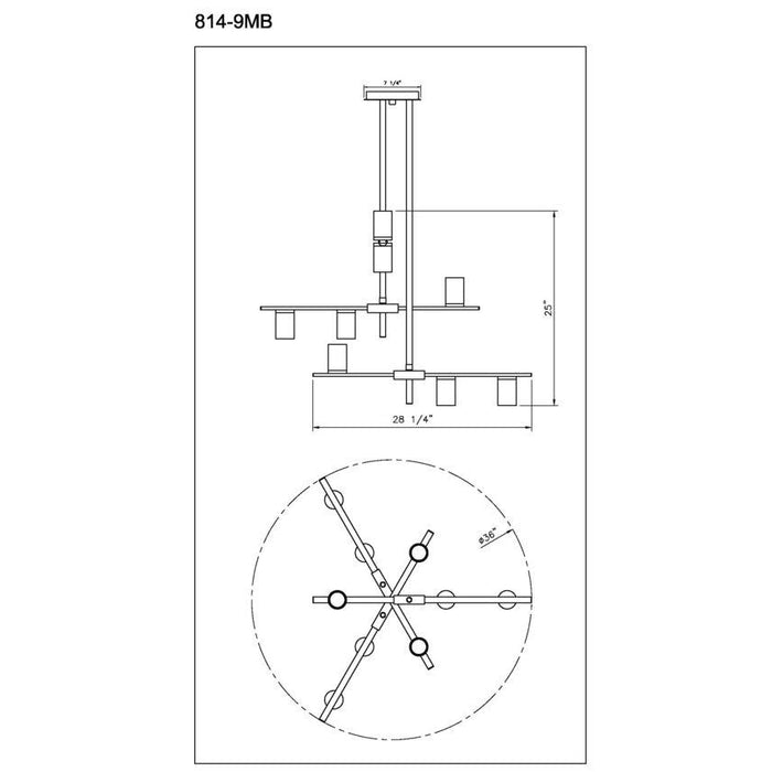 Z-Lite Calumet Matte Black Olde Brass Chandelier 814-9MB-OBR | theLightShop