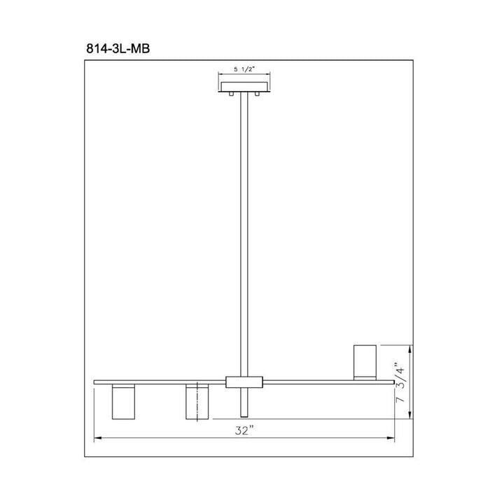 Z-Lite Calumet Matte Black Olde Brass Island Billiard 814-3L-MB-OBR | theLightShop